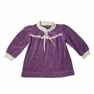 Vintage Health-tex 70s Purple Lace Velour Tunic Top 3T